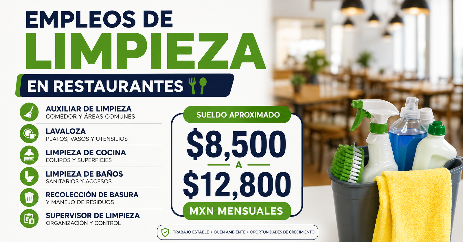 Empleos de limpieza en restaurantes